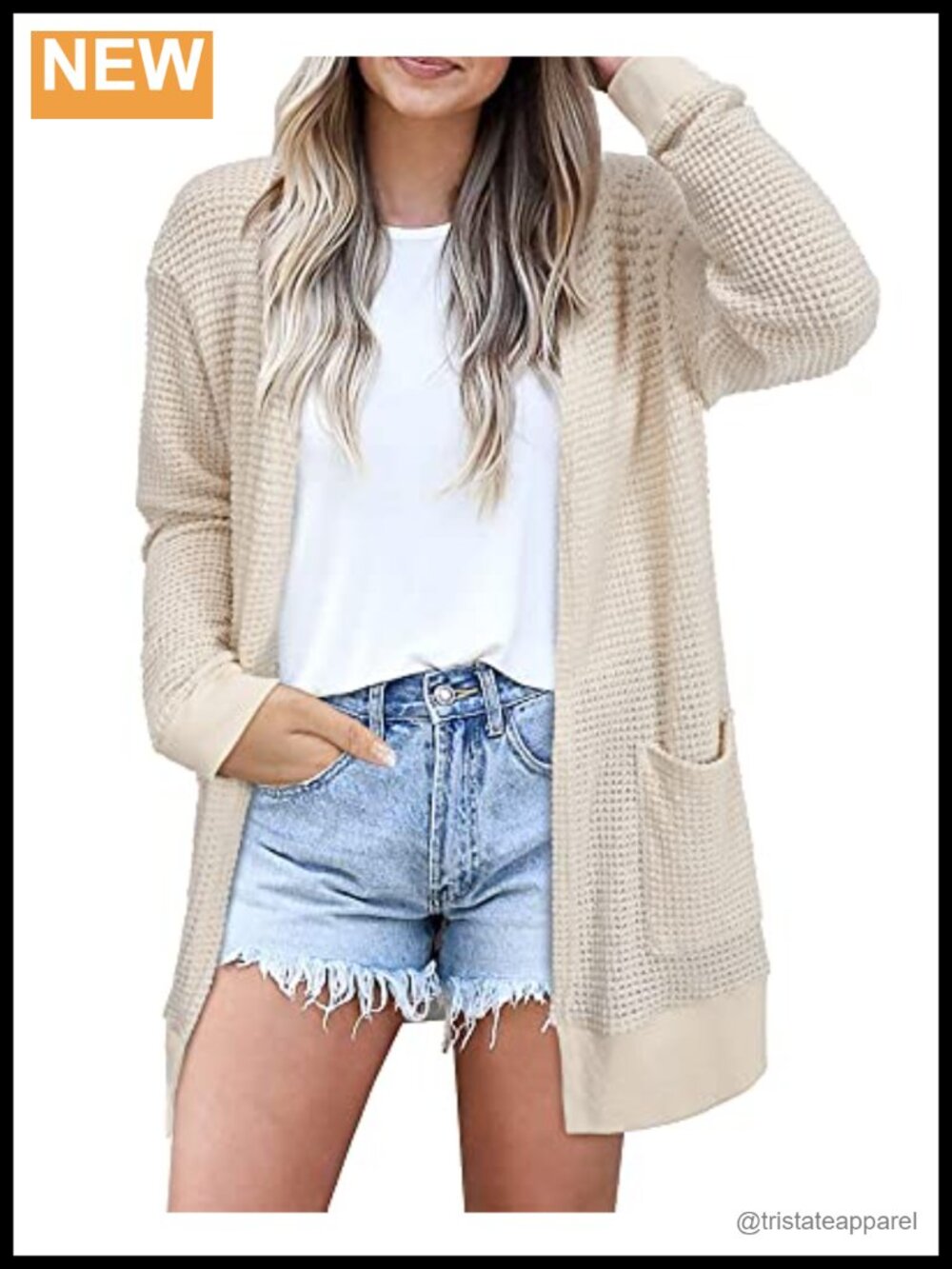 Lightweight Open Front Floral Knit Cardigan with Pockets